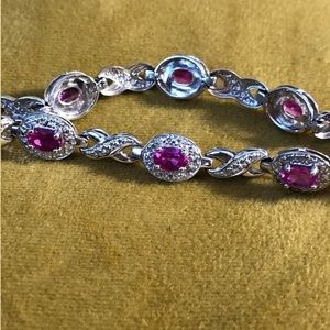 Pink topaz tennis bracelet